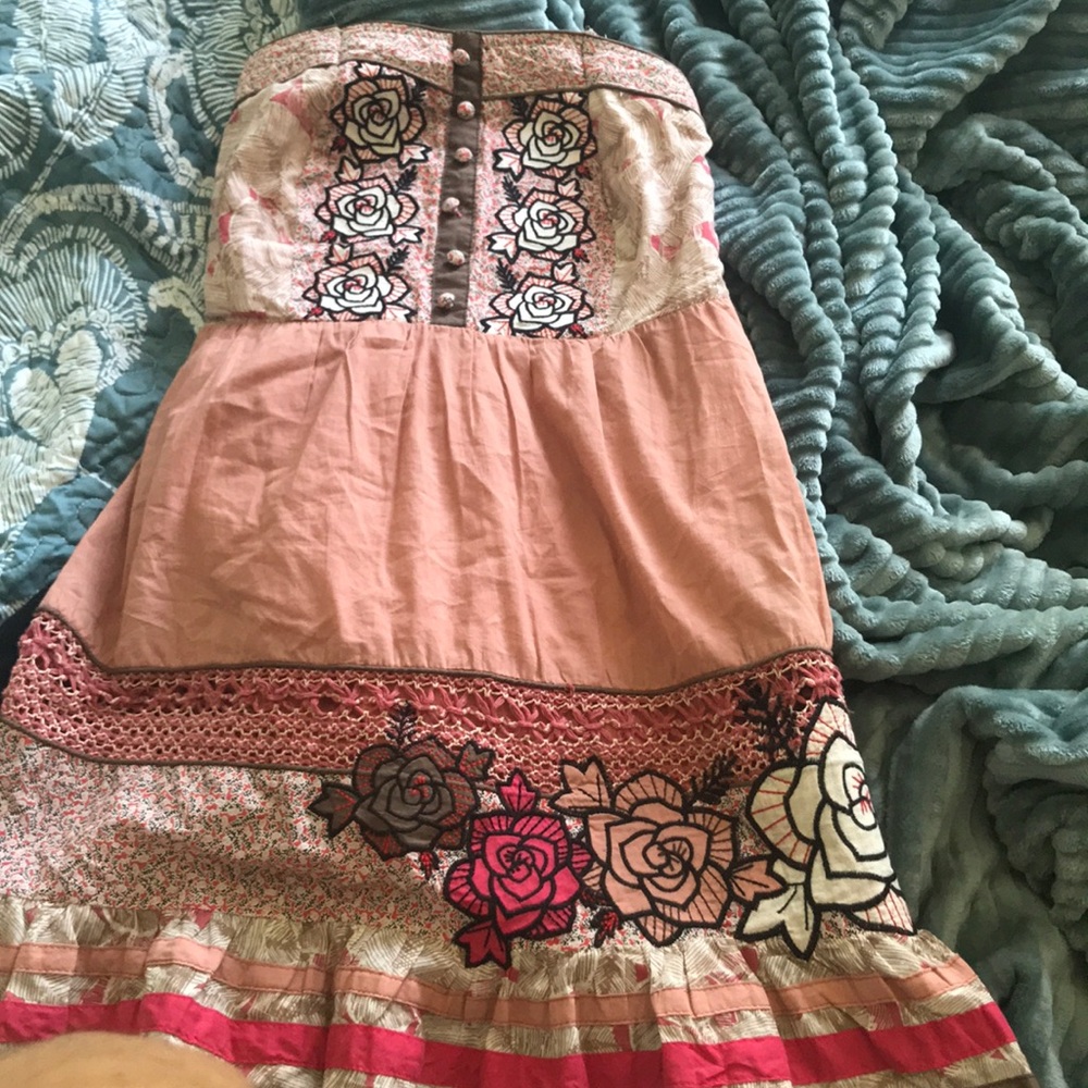 Mid-length embroidered halter dress